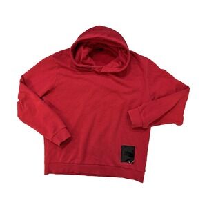 Karl Lagerfeld Hoodie Mens Large Red‎ Pullover Logo Patch Sweatshirt Back Hit